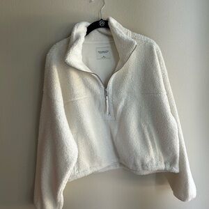 Abercrombie & Fitch Cream Fleece Quarter-Zip